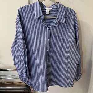 Women’s Blue Stripe Button-Up Shirt